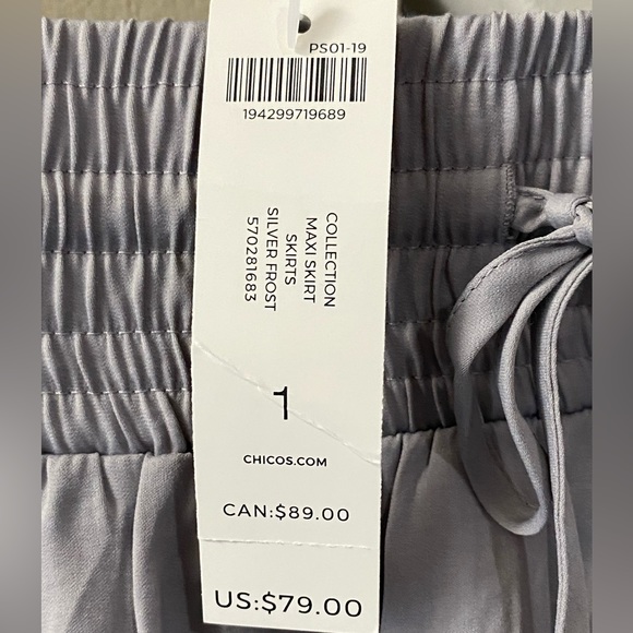 NWT Chico’s Solid Side-Slit Maxi Skirt Size 8 - Picture 10 of 12